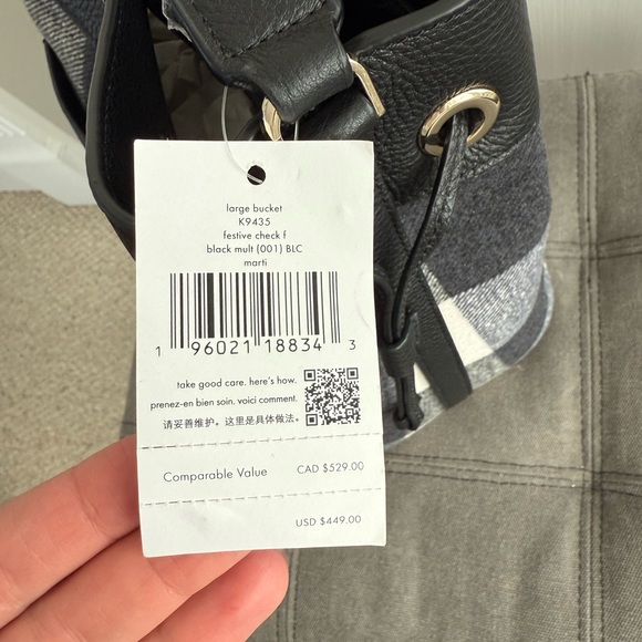 Kate Spade Black and White Checkered Men's Backpack - Picture 2 of 8